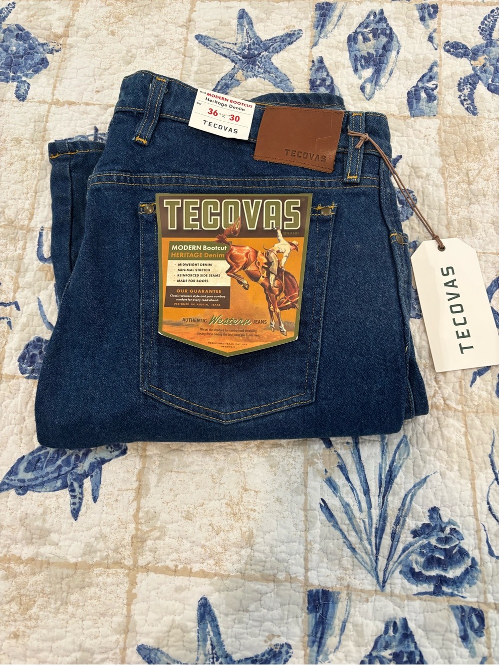 Tecovas Men's Bootcut Jeans in Dark Indigo Blue